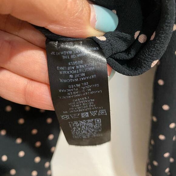 Asos Black Polka Dot Blouse Sz 6 - Picture 7 of 11